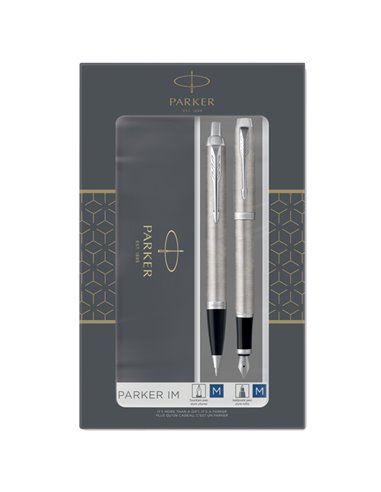 Gift Set DUO IM stainless steel sfera+ stilografica Parker 2183058 PARKER SFERE E MULTIFUNZIONE