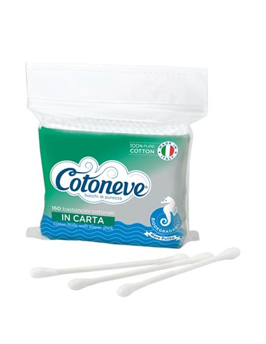 Busta da 160 bastoncini cotonati biodegradabili Cotoneve 1616 COTONEVE PERSONAL CARE