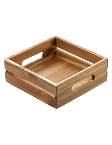 Cassetta per alimenti in legno di acacia 20x20x7cm Leone S5003