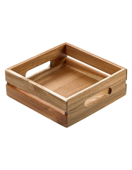 Cassetta per alimenti in legno di acacia 20x20x7cm Leone S5003