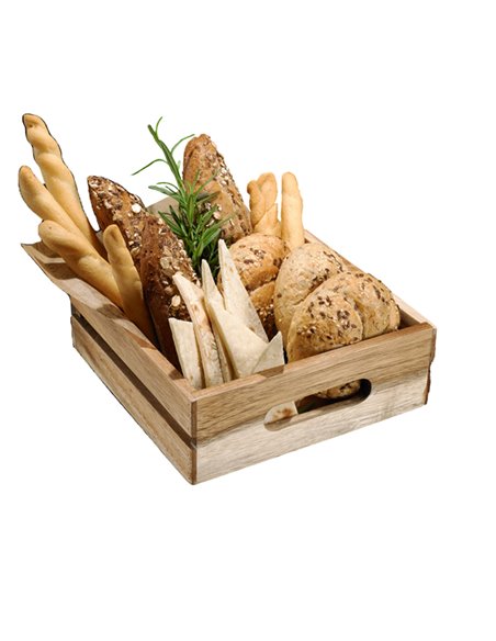 Cassetta per alimenti in legno di acacia 20x20x7cm Leone S5003