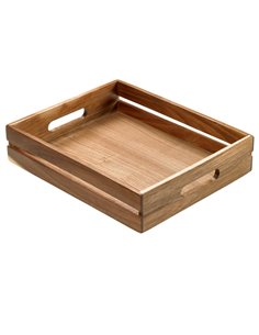 Cassetta per alimenti in legno di acacia 32,5x26,5x7cm Leone S5004