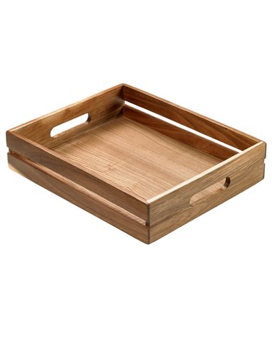 Cassetta per alimenti in legno di acacia 32,5x26,5x7cm Leone S5004