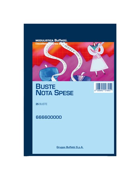 Blocco Buste-Nota spese 25 buste staccabili 23x16cm Data Ufficio 666600000 DATA UFFICIO BLOCCHI RICEVUTE-FATTURE