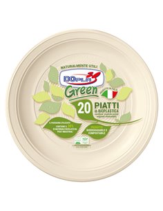 20 Piatti fondi Ø220mm BIO Mater-bi DOpla Green art. 40034 40034 DOPLA PIATTI MONOUSO