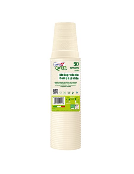 50 Bicchieri 200ml BIO Mater-bi DOpla Green art. 48026 48026