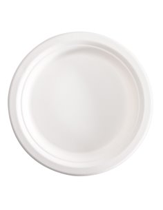 50 Piatti tondi monouso in canna da zucchero Ø 18 cm bianco Signor Bio BPC002BIO50F Signor Bio PIATTI MONOUSO
