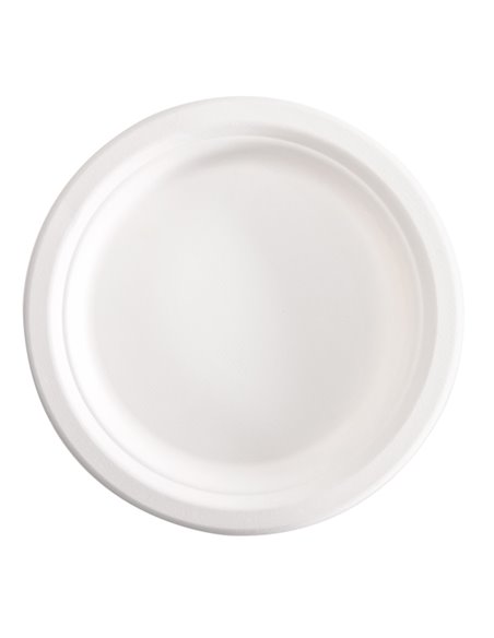 50 Piatti tondi monouso in canna da zucchero Ø 18 cm bianco Signor Bio BPC002BIO50F Signor Bio PIATTI MONOUSO