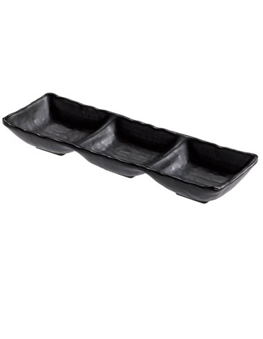 Vassoietto a tre scomparti nero in melamina 27x9x3,5 cm Leone T8204 LEONE ACCESSORI PER IL BUFFET