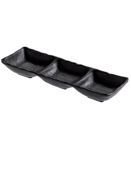 Vassoietto a tre scomparti nero in melamina 27x9x3,5 cm Leone T8204 LEONE ACCESSORI PER IL BUFFET