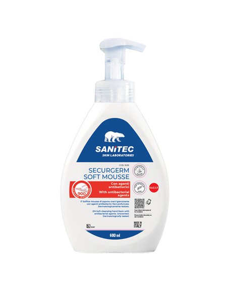 Sapone in mousse 600ml con antibatterico Securgerm Sanitec 1029 Sanitec SAPONI E PASTE LAVAMANI