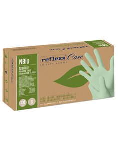 Conf 100 Guanti in nitrile bio tg S verde pastello Reflexx NBIO/S(7)