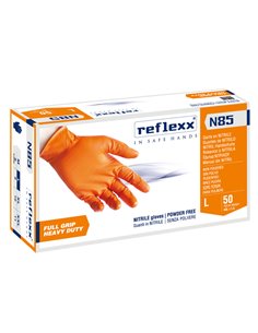 Conf 50 Guanti In Nitrile N85 arancione tg L ultra resistenti Reflexx N85/L(9) Reflexx GUANTI DI PROTEZIONE
