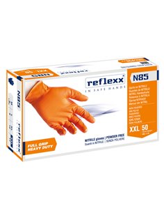 Conf 50 Guanti In Nitrile N85 arancione tg XXL ultra resistenti Reflexx N85/XXL(11) Reflexx GUANTI DI PROTEZIONE