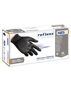 Conf 50 Guanti In Nitrile N85B nero tg M ultra resistenti Reflexx N85B/M(8) Reflexx GUANTI DI PROTEZIONE