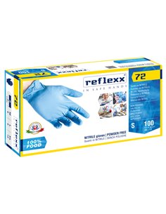 Conf 100 Guanti In Nitrile R72 taglia S azzurri foodline Reflexx R72/S(7) Reflexx GUANTI DI PROTEZIONE