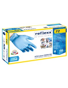 Conf 100 Guanti In Nitrile R72 taglia M azzurri foodline Reflexx R72/M8) Reflexx GUANTI DI PROTEZIONE