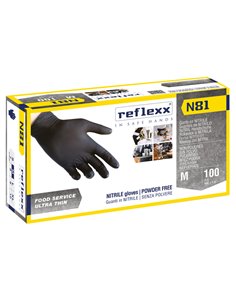Conf 100 Guanti In Nitrile N81 taglia M neriReflexx N81/M8) Reflexx GUANTI DI PROTEZIONE