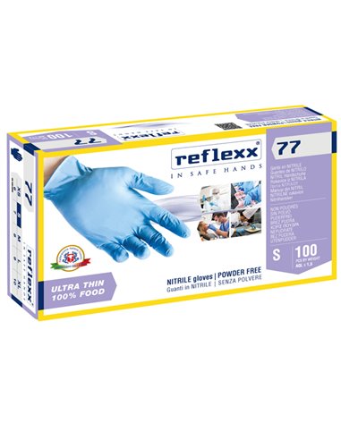 Conf 100 Guanti In Nitrile R77100 taglia S azzurri Reflexx R77100/S(7) Reflexx GUANTI DI PROTEZIONE