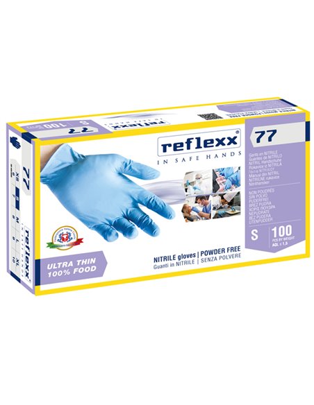 Conf 100 Guanti In Nitrile R77100 taglia S azzurri Reflexx R77100/S(7) Reflexx GUANTI DI PROTEZIONE