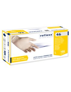 Conf 100 Guanti In lattice s/polvere R46 taglia L bianchi Reflexx R46/L(9) Reflexx GUANTI DI PROTEZIONE