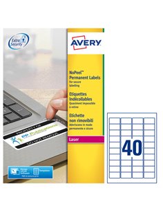 Poliestere adesivo L6145 bianco antim. 20fg A4 45,7x25,4mm(40et/fg) laser Avery L6145-20 AVERY ETICHETTE POLIESTERE COPY-LASE...