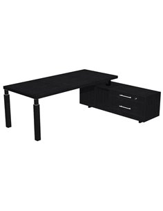 Scrivania dir. c/mobile serv. 210x90cm PRESTIGE QUADRO nero venato/nero 902RIT/G/8/AQ ARTEXPORT SCRIVANIE E TAVOLI RIUNIONE