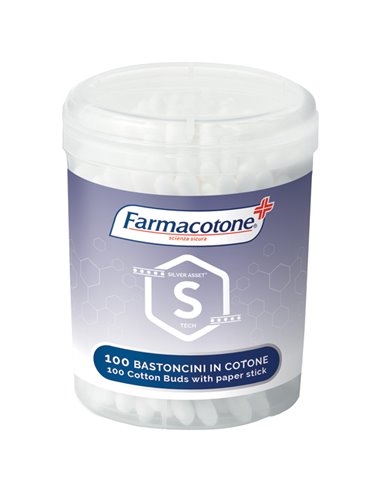 100 Bastoncini cotonati in barattolo Silver Asset Farmacotone 1633FC