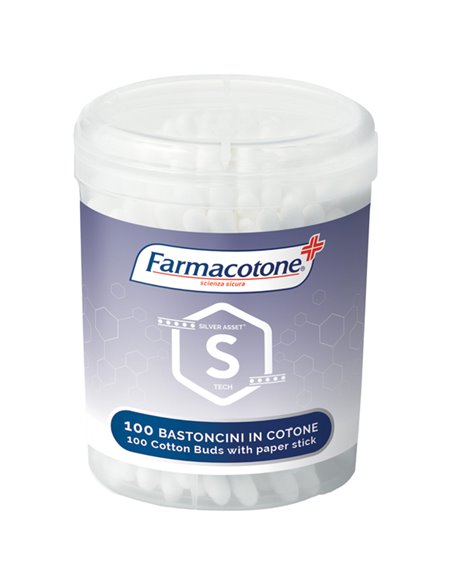 100 Bastoncini cotonati in barattolo Silver Asset Farmacotone 1633FC