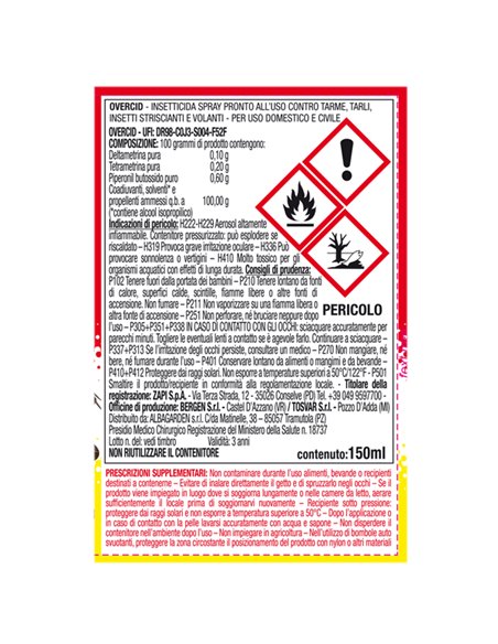 Insetticida spray Overcid bomboletta autosvuotante 150ml Protemax PROTE301