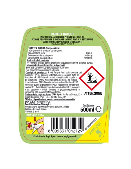 Insetticida antizanzare pronto all'uso 500ml Protemax PROTE190