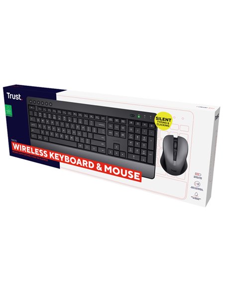 Set tastiera wireless + mouse wireless ultrasilenziosa Trezo - Trust 24530 TRUST TASTIERE E MOUSE