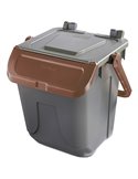 Contenitore portarifiuti Ecology 25Lt c/sportello e maniglione bruno 11/25GRB-BRB