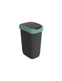Pattumiera 25LT in PPL Nero/Verde scuro con coperchio basculante Rotho F600312