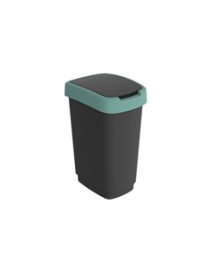 Pattumiera 25LT in PPL Nero/Verde scuro con coperchio basculante Rotho F600312 ROTHO PATTUMIERE E BIDONI