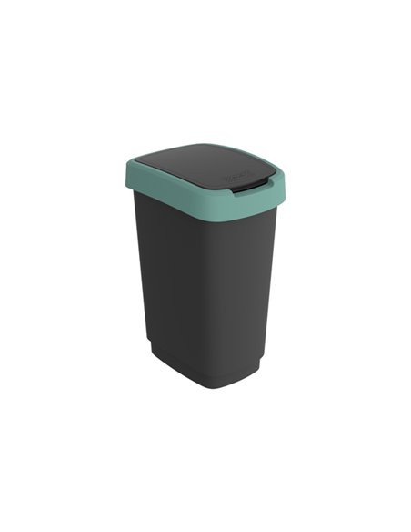 Pattumiera 25LT in PPL Nero/Verde scuro con coperchio basculante Rotho F600312 ROTHO PATTUMIERE E BIDONI