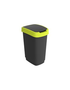 Pattumiera 25LT in PPL Nero/Verde Lime con coperchio basculante Rotho F600311