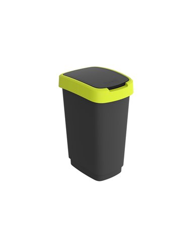Pattumiera 25LT in PPL Nero/Verde Lime con coperchio basculante Rotho F600311