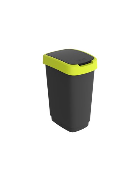 Pattumiera 25LT in PPL Nero/Verde Lime con coperchio basculante Rotho F600311