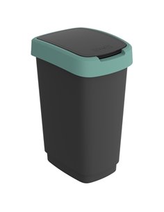 Pattumiera 50LT in PPL Nero/verde scuro coperchio basculante Rotho F600322 ROTHO PATTUMIERE E BIDONI