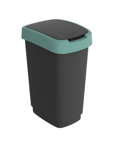 Pattumiera 50LT in PPL Nero/verde scuro coperchio basculante Rotho F600322 ROTHO PATTUMIERE E BIDONI
