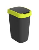 Pattumiera 50LT in PPL Nero/verde lime coperchio basculante Rotho F600321