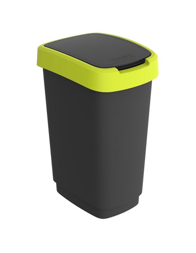 Pattumiera 50LT in PPL Nero/verde lime coperchio basculante Rotho F600321 ROTHO PATTUMIERE E BIDONI