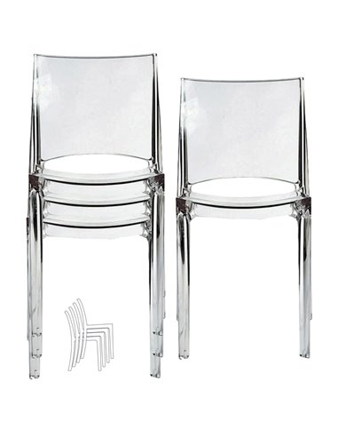 Set da 4 sedie B-side in policarbonato trasparente Grandsoleil S6315TR