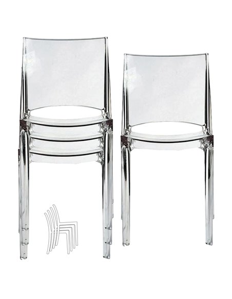 Set da 4 sedie B-side in policarbonato trasparente Grandsoleil S6315TR