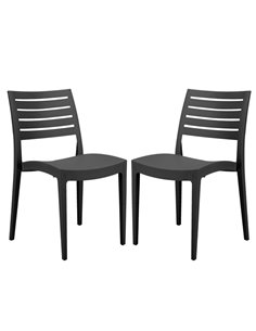 Set da 2 sedie Firenze in polipropilene antracite Grandsoleil S6227Y