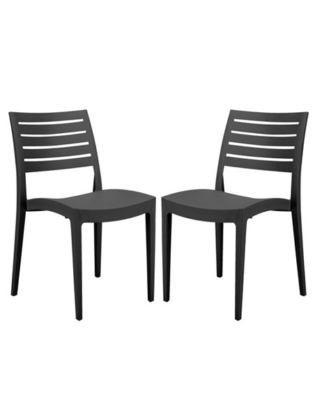 Set da 2 sedie Firenze in polipropilene antracite Grandsoleil S6227Y