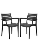 Set da 2 sedie con braccioli Firenze in polipropilene antracite Grandsoleil S6637Y