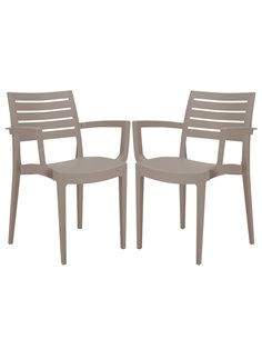 Set da 2 sedie con braccioli Firenze in polipropilene juta Grandsoleil S6637J
