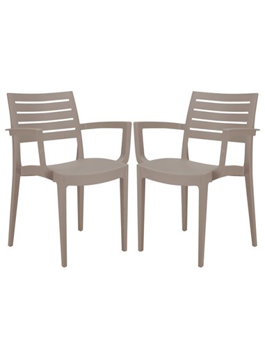 Set da 2 sedie con braccioli Firenze in polipropilene juta Grandsoleil S6637J
